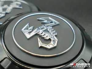 FIAT 500 Wheel Center Cap Set - set of 4 - Black - Scorpion Design